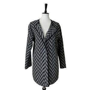Talbots Women's Wool Blend Coat Zip Front Gray Black Herringbone Size XS
